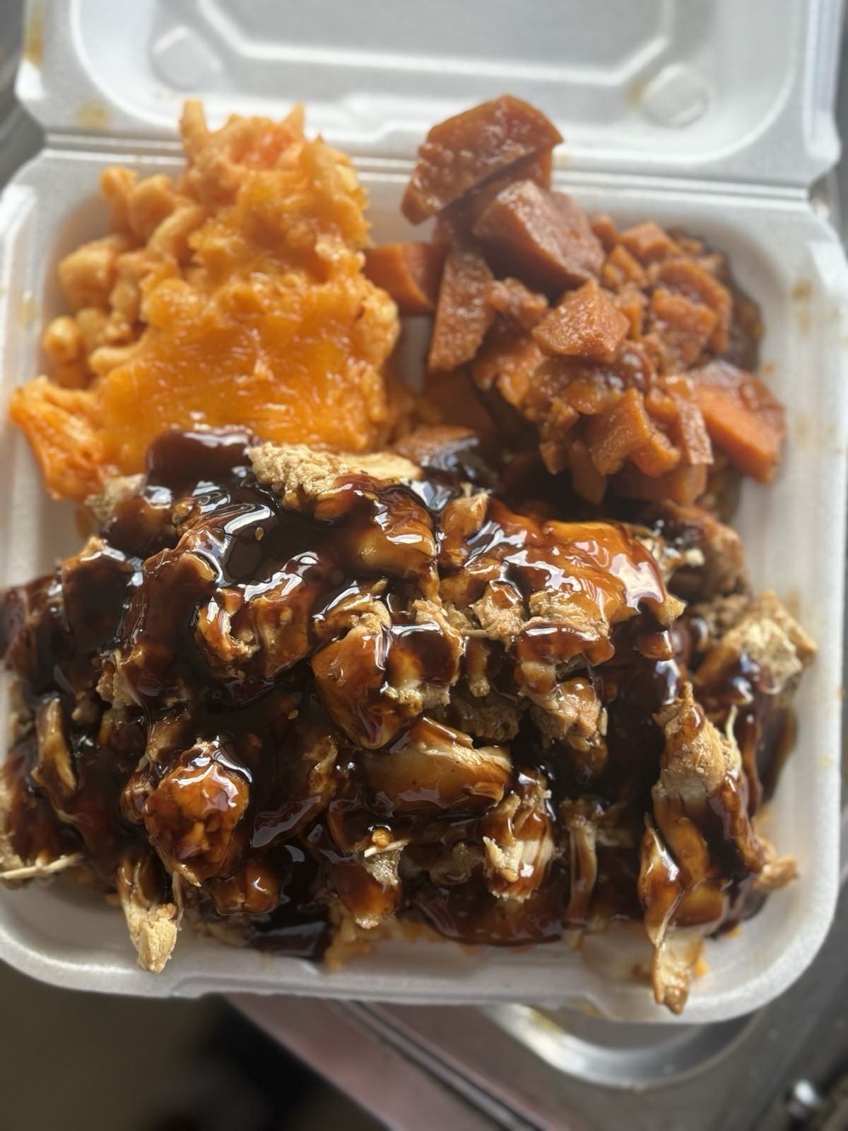 Chopped chicken bowl with sauce and sides